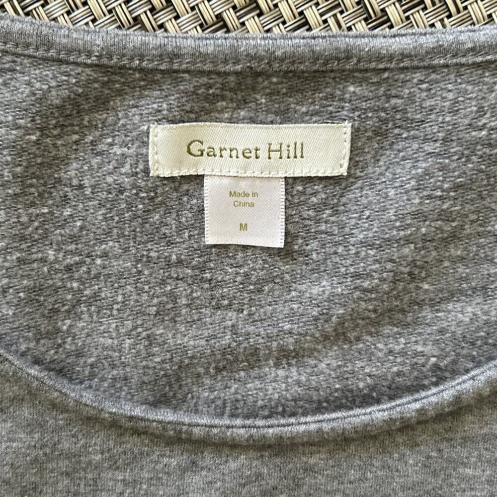 GARNET HILL Paneled Short Sleeved Loose Shift Dress Light and Dark Gray sz M - Picture 3 of 7